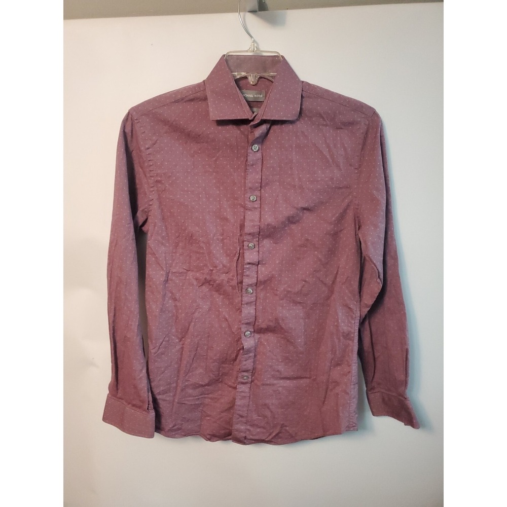 Michael Kors Mens Purple Button Down Long Sleeve Shirt Patterned 15 32/33 M‎